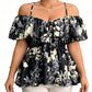 🌸 BEGRÄNSAD TID – 50 % RABATT! ✨ Damtopp i plus size med bar axel – Peplum, volanger och blommigt 👒
