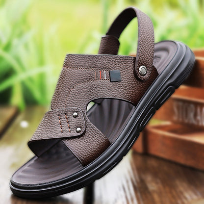 ⏳Begränsad tid – 50% rabatt⏰Sandaler i PU-läder för män, med avtagbar klack
