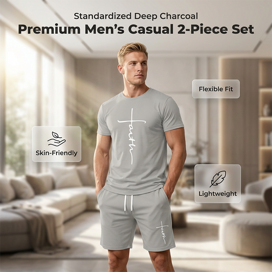 ⏳Begränsad tid – 60% rabatt⏰Herr T-shirt- och shortsset med Faith-tryck