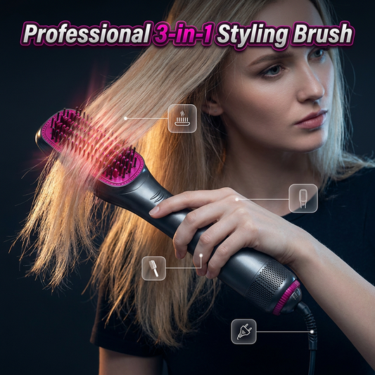 ⏳🔥LIMITED-TIME 50% OFF! ⏰3-in-1 Hot Air Brush – Dry, Detangle & Volumize – Salon-Glossy Results at Home! 🌀