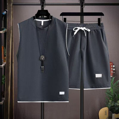 ⏳Begränsad tid – 50% rabatt⏰Minimalistisk linne- och shortsset för herr 🌿 Rena linjer, mjuk känsla – ledig stil hela sommaren ☀️