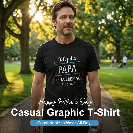 ⏳Begränsad tid – 50% rabatt⏰Glad fars dag - Herrars avslappnade T-shirt med grafiskt tryck