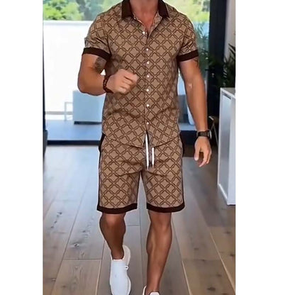 🔥 50% RABATT 👕☀️ Herr 2-delat Sommarset ✨ Trendigt tryck, bekväm passform & perfekt för sommarens alla tillfällen 🌴