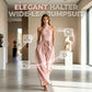 👗 50% RABATT NU! 💫 Elegant Halter Ärmlös Hoppdräkt med Midjeband – Korsad Halsringning, Vida Ben & Djupa Sidofickor – Ansträngningslös Sofistikering ✨