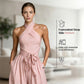 👗 50% RABATT NU! 💫 Elegant Halter Ärmlös Hoppdräkt med Midjeband – Korsad Halsringning, Vida Ben & Djupa Sidofickor – Ansträngningslös Sofistikering ✨
