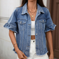 🧥 60% RABATT NU! 🌾 Damernas Sommar Jeansjacka med Volangärmar – Lätt, Snygg & Andningsbar 🦋