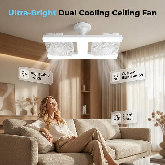 ⏳Begränsad tid – 55% rabatt⏰🌬️✨Deckenventilator mit Doppelkopf und LED-Licht – modernes Design mit Fernbedienung für Wohnzimmer & Schlafzimmer