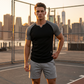 👕 TIDSBEGRÄNSAD 60% RABATT! ✨ Herr V-ringad Raglan T-shirt – Snabbtorkande, Slim Fit, Tvåfärgad 🏋️