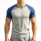 👕 TIDSBEGRÄNSAD 60% RABATT! ✨ Herr V-ringad Raglan T-shirt – Snabbtorkande, Slim Fit, Tvåfärgad 🏋️