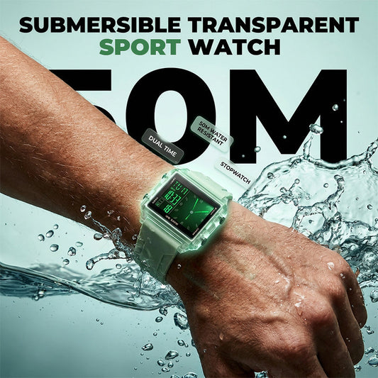 ⏳🔥LIMITED-TIME 50% OFF! ⏰Transparent Digital Watch – 50M Waterproof, Luminous Display & Hybrid Time – Style Meets Function ✨