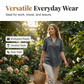 👚 50% RABATT NU! 🌿 Avslappnad V-ringad Blus – Uppvikta Ärmar & Sidoslits – Lätt & Ledig för Sommaren ☀️