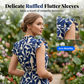 Women’s Summer Ruffled Flutter Sleeve Tie Waist Floral Midi Dress