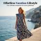 Women’s Summer Ruffled Flutter Sleeve Tie Waist Floral Midi Dress
