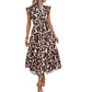Women’s Summer Ruffled Flutter Sleeve Tie Waist Floral Midi Dress