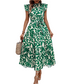Women’s Summer Ruffled Flutter Sleeve Tie Waist Floral Midi Dress