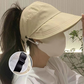 🧢✨50% RABATT NU! ✨ Dam halvkeps-solhatt med brett brätte – krokförslutning, perfekt för hästsvans & flätor, luftig & sval 🌬️