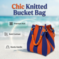 👜✨ 50% RABATT NU! Stickad hinkväska – eleganta ränder, rymlig & perfekt för semestern 🌊👒