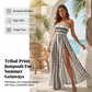 👗50% RABATT! 🎁 Geometriskt Mönstrad Jumpsuit med Smockad Överdel – Bekväm, Trendig & Perfekt För En Lekfull Sommarlook 🌞