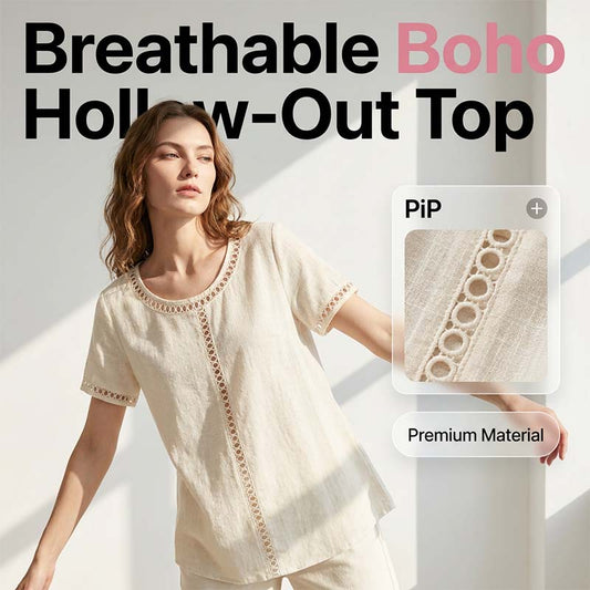 🌼 50% RABATT NU! 🌿 Dam Casual Bohemisk Urklippt Topp – Andningsbar & Lätt ✨