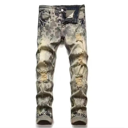 🏆SISTA DAGEN 50% REA🔥Herr Slim Fit Slitna Jeans