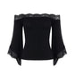 🌸 60% REA NU! 🌸 Dam Chic Svart Smal Passform Off-Shoulder Blus med Utsvängda Ärmar