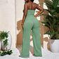 👗 50 % RABATT UNDER BEGRÄNSAD TID! 💥 Strapless jumpsuit för dam med hög midja och vida ben – bustier-överdel, rosettdetalj, strukturerad ✨