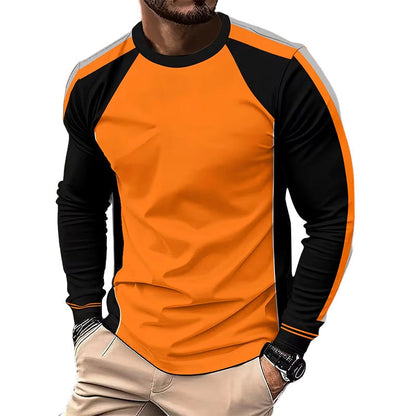 👕 TIDSBEGRÄNSAT 50% RABATT! ✨ Crewneck Färgblock Långärmad T-shirt – Hög Kontrast, Andningsbar, Atletisk Passform 🔥