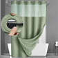 🧼 Waffelmönstrad duschdraperi – dubbelt vattentätt, tryckknappar & klar toppanel för ljusinsläpp, håller vattnet inne & badrummet fräscht 💧