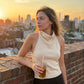 Damernas Eleganta Stickade Halterneck-topp