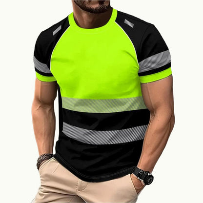 ⏳🔥TIDSBEGRÄNSAT 50% RABATT! 🎉Herr Fluorescerande Färgblock Atletisk Skjorta Utomhus Säkerhets-T-shirt