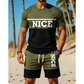 ⏳Begränsad tid – 55% RABATT⏰Herr Färgblock T-shirt och Shorts Set
