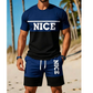 ⏳Begränsad tid – 55% RABATT⏰Herr Färgblock T-shirt och Shorts Set
