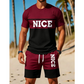 ⏳Begränsad tid – 55% RABATT⏰Herr Färgblock T-shirt och Shorts Set