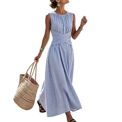 ⏳50 % rabatt under en begränsad tid⏰Randig, ärmlös maxiklänning för kvinnor i casualstil🎀👗