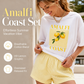 Dam Sommar Citron Grafisk T-shirt och Randiga Shorts Set