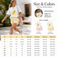 Dam Sommar Citron Grafisk T-shirt och Randiga Shorts Set