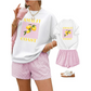 Dam Sommar Citron Grafisk T-shirt och Randiga Shorts Set