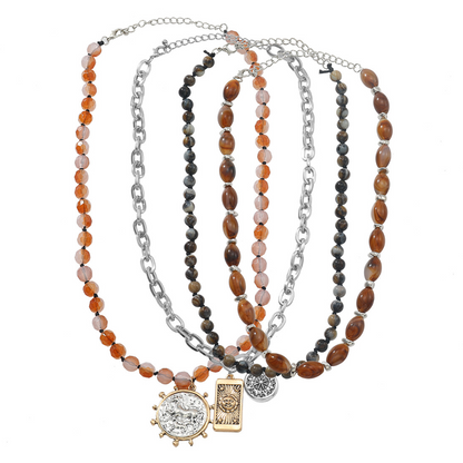 ⏳🔥LIMITED-TIME 50% OFF! ⏰Retro Multi-Layer Beaded Necklace – Stacked Look, Earth Tones & Metallic Accents – Adjustable Lobster Clasp ✨