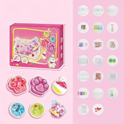 🎨50% OFF NOW! DIY Creative Squishy Kit – All-in-one Make Your Own Squishy Toy Set, Sensory Stress Relief Craft Kit with Cat Paw & Beverage Molds, Ideal Gift for Girls Ages 6+