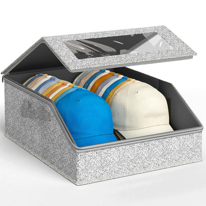 🧢 50% OFF! ✨ Stackable Cap & Hat Storage Box with Clear Front Window – Holds Up to 24 Caps, Collapse-Proof 20 lb Stackable Structure, Crystal-Clear PVC Viewing Window & 360° Dustproof Zippers – 4 Colors 📦