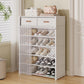 👟 🏠 Multi-Layer Shoe Rack – 360° Dustproof Protection, Removable Shelves & Dual Top Drawers – Compact Space-Saving Design ✨