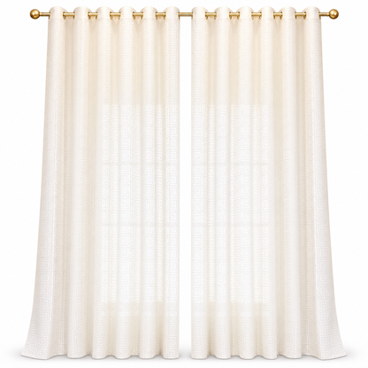 ⏳🔥LIMITED-TIME 50% OFF! ⏰✨ Geometric Jacquard Sheer Curtain – Light Filtering, Elegant, Durable 🕊️