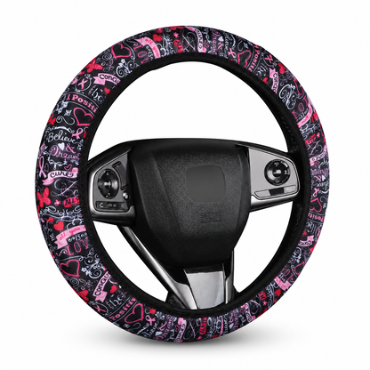 ⏳Time-Limited Special⏰Universal 38cm Ringless Silk Steering Wheel Cover Printed Breathable Car Wheel Protector for All Seasons